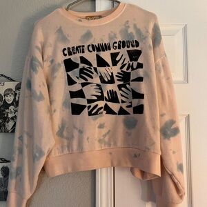 Dazey LA Tie-Dye Peach and Black Graphic Sweater